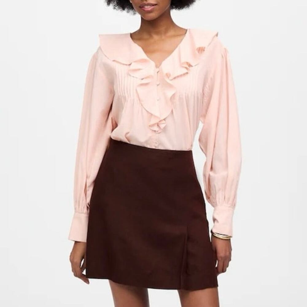 NWT Madewell Pleated 100% Linen Mini Skirt Lined Chocolate Raisin Brown Size 0